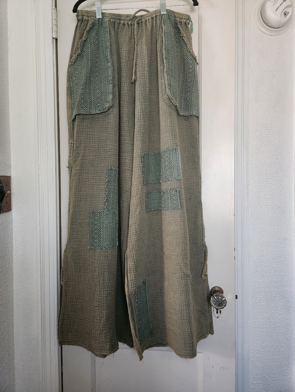 Blue Velvet Olive Patchwork Drawstring Pants - Picture 10 of 11